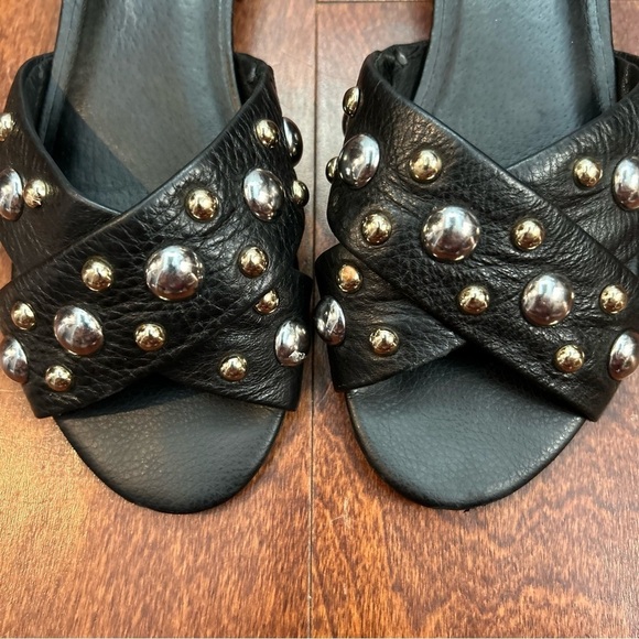 Kenneth Cole Verna Stud Slides in Black Leather, Mixed Metal, Size 7 - Picture 5 of 9